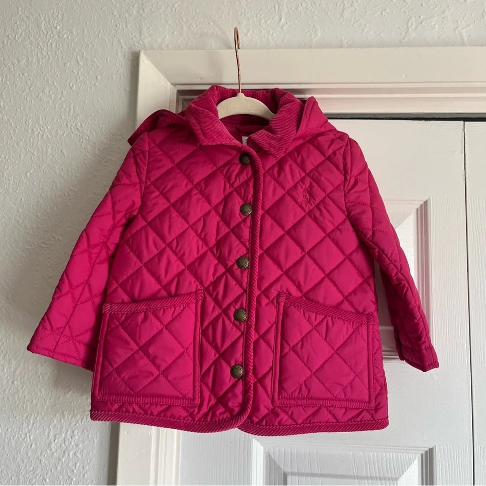 NWOT Ralph Lauren Pink Baby Quilted Barn Snap Jacket